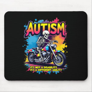 Biker Skelet Rijdend op Motorfiets Puzzel Autisme Muismat