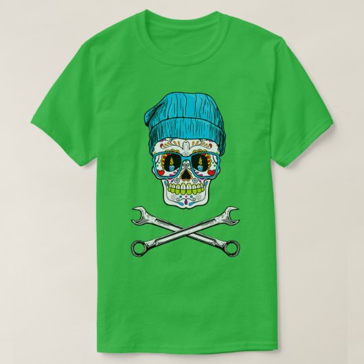 Biker Skull-masker met cross-wrenchesnelrenner fa T-shirt (Design voorkant)