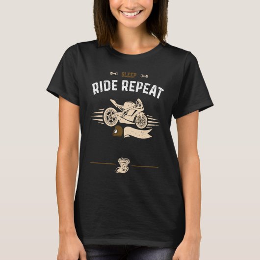 Biker Sleep Ride Repeat Motorcycle Sayings T-shirt (Voorkant)