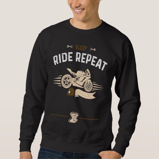 Biker Sleep Ride Repeat  Motorcycle Sayings Trui (Voorkant)
