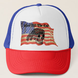 Biker tot het einde schedel USA Flag art Trucker Pet
