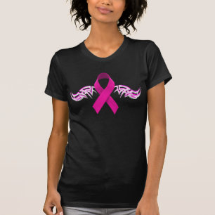 Biker Tribal Wings for Breast Cancer Awareness T-shirt