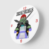 Biker Turtle Clock Ronde Klok (Hoek)