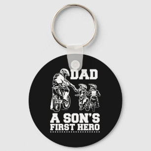 Biker vader vader twee Kinder Sons Motocross Motor Sleutelhanger