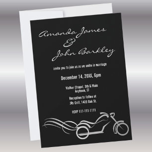 Biker Wedding Black met Swirls-uitnodiging Kaart
