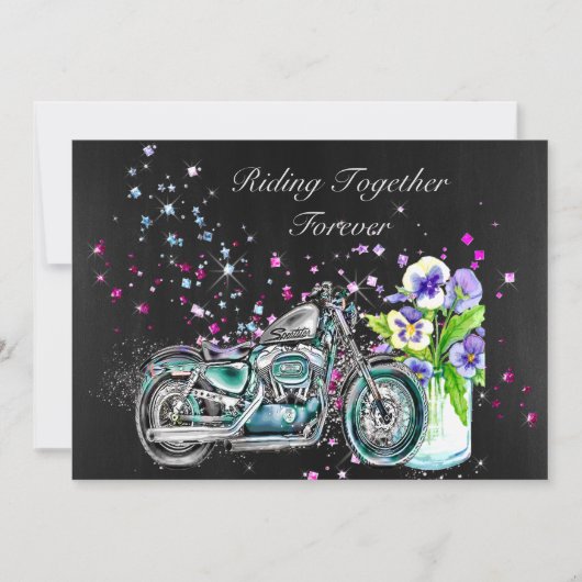 Biker Wedding Invitation for Motorcycle Kaart (Voorkant)