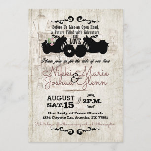 Biker Wedding Invitation Open Road Adventure Kaart