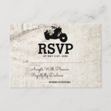 Biker Wedding RSVP Insert Kaart Open Road