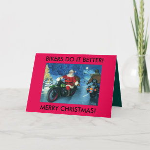 Bikers doen het beter met een kerstkaart.Santa op Feestdagen Kaart
