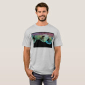 Bikers van bergen tegen zonsondergang t-shirt (Voorkant volledig)