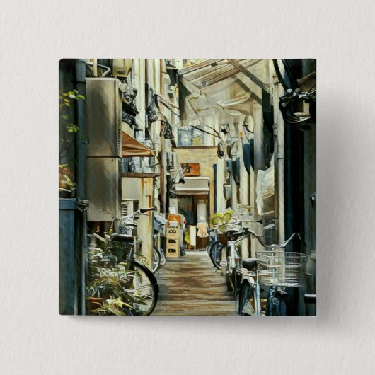 Biking Artwork Vierkante Button 5,1 Cm (Voorkant)