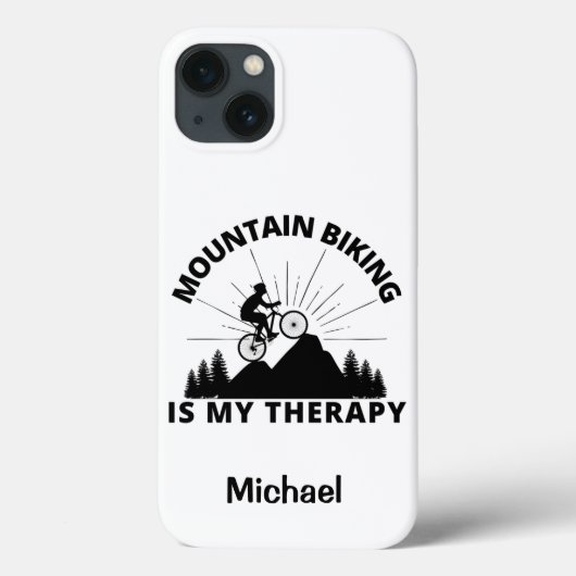Biking van bergen is mijn therapie Case-Mate iPhone case (Achterkant)