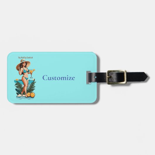 Bikini Babe Groot Pet- Grote Cocktail Thunder_Cove Bagagelabel (Voorkant horizontaal)