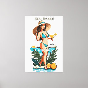 Bikini Babe Groot Pet- Grote Cocktail Thunder_Cove Canvas Afdruk