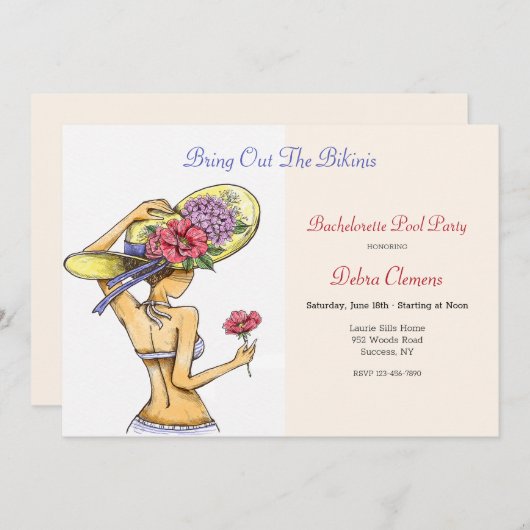 Bikini Babe Invitation (Devant / Derrière)