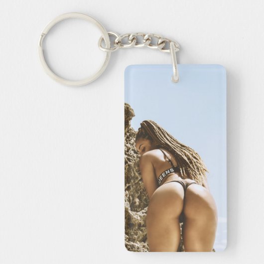 Bikini Beach Babe Photo Key Chain Sleutelhanger (Voorkant)