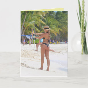 BIKINI BIG BOTTOM GIRL FUNNY BIRTHDAY CARDS KAART