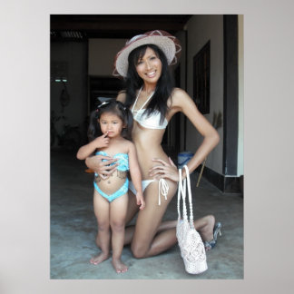 Bikini blanc et petite fille Poster
