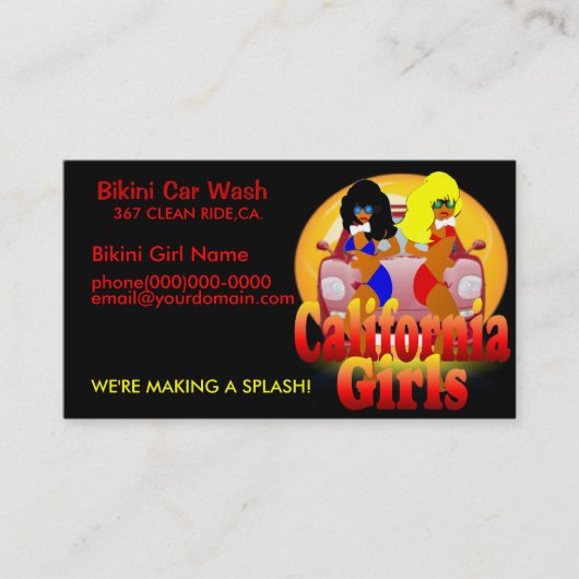 Bikini Car Wash Visitekaartjes (Voorkant)