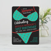 Bikini Design, Summer Pool Party Verjaardag Kaart (Staand voorkant)