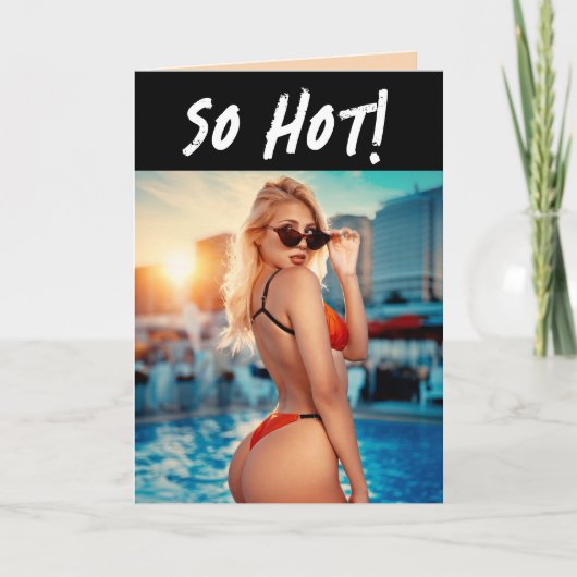 BIKINI GIRL FUNNY SUR LA CARTE D'ANNIVERSAIRE DE L (Devant)