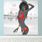 Bikini Girl Wrapped Canvas (Insitu (Houten vloer))
