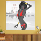 Bikini Girl Wrapped Canvas Afdruk (Insitu (Woonkamer))