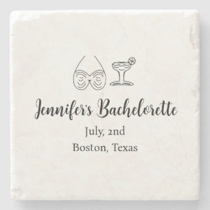 Bikini glas cocktail bachelorette party naam toevo stenen onderzetter