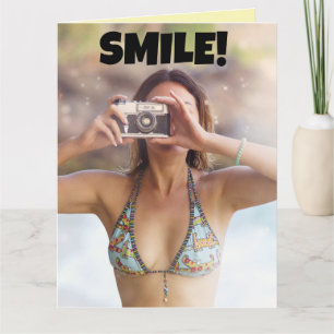 BIKINI MEISJE "GLIMLACH!" VERJAARDAG WENSKAART KAART