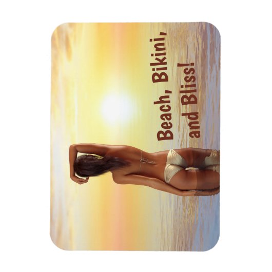 Bikini Meisje Poseren in het Zee bij zonsondergang Magneet (Verticaal)