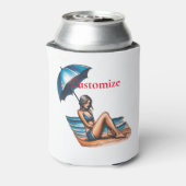 Bikini Meisje Strand Napping Thunder_Cove Blikjeskoeler (Blikje Achterkant)