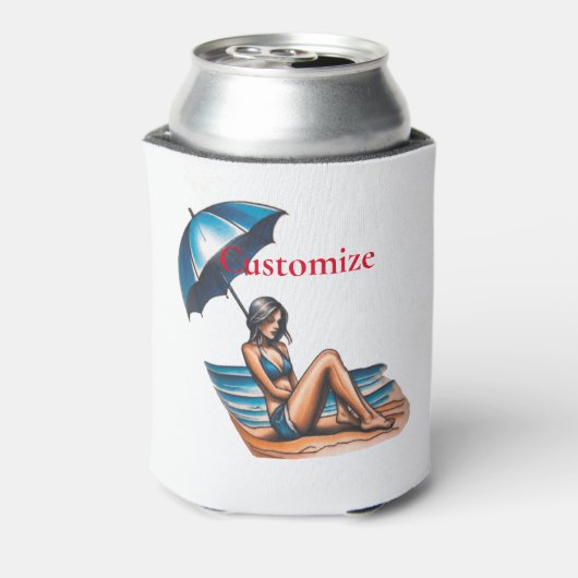 Bikini Meisje Strand Napping Thunder_Cove Blikjeskoeler (Blikje Achterkant)