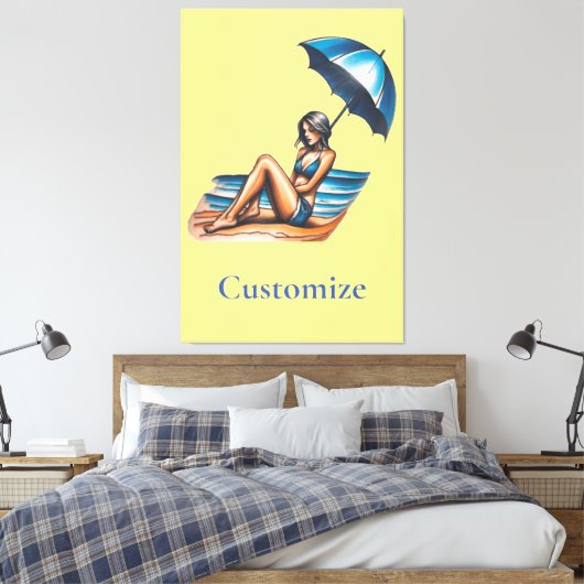 Bikini Meisje Strand Napping Thunder_Cove Canvas Afdruk (Insitu (Slaapkamer))