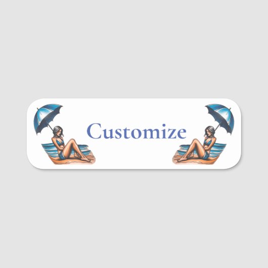 Bikini Meisje Strand Napping Thunder_Cove Naamplaatje (Voorkant)