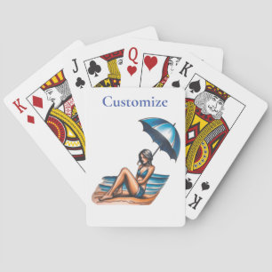 Bikini Meisje Strand Napping Thunder_Cove Pokerkaarten