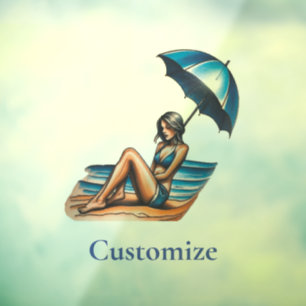 Bikini Meisje Strand Napping Thunder_Cove Raamsticker