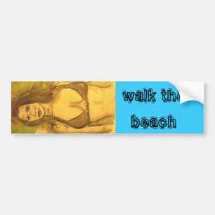 bikini-meisje wandelen bumpersticker