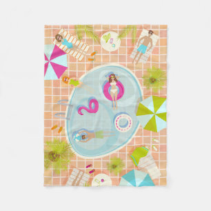 Bikini meisjes en jongens spelen zwembad spel fleece deken