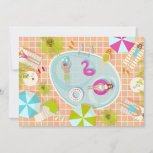 Bikini meisjes en jongens spelen zwembad spel kaart