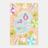 Bikini meisjes en jongens spelen zwembad spel post-it® notes (Voorkant)