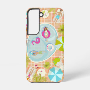 Bikini meisjes en jongens spelen zwembad spel samsung galaxy hoesje