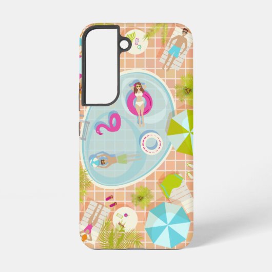 Bikini meisjes en jongens spelen zwembad spel samsung galaxy hoesje (Achterkant)