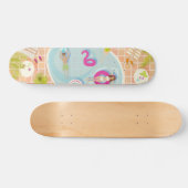 Bikini meisjes en jongens spelen zwembad spel skateboard (Horizontaal)