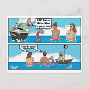 BIKINI MERMAIDS JOKE BRIEFKAART