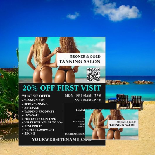 Bikini-modellen, Tanning Salon Adverteren Flyer