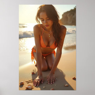 Bikini op het strand poster