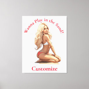 Bikini strand meisje Thunder_Cove Canvas Afdruk