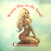 Bikini strand meisje Thunder_Cove Raamsticker (Vel 3)