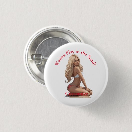 Bikini strand meisje Thunder_Cove Ronde Button 3,2 Cm (Voorkant /achterkant)