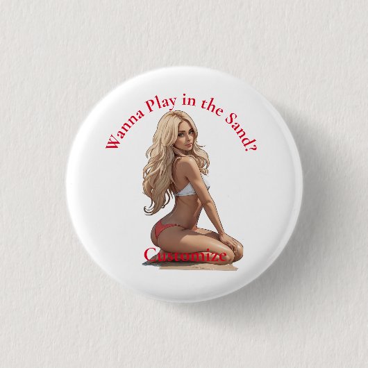 Bikini strand meisje Thunder_Cove Ronde Button 3,2 Cm (Voorkant)
